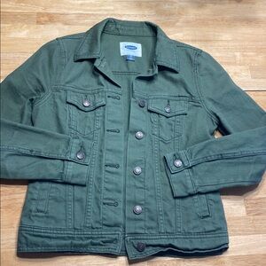 Old Navy Womens Forest Green Denim Jacket Size XS 100% Cotton